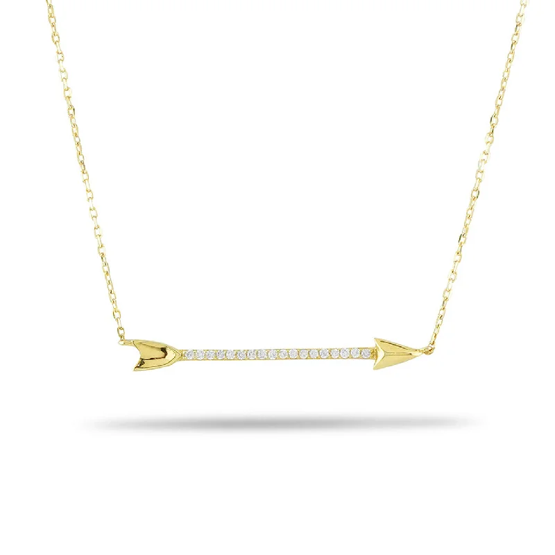 Women’s designer pendant necklaces-14k Yellow Gold Diamond Arrow Necklace