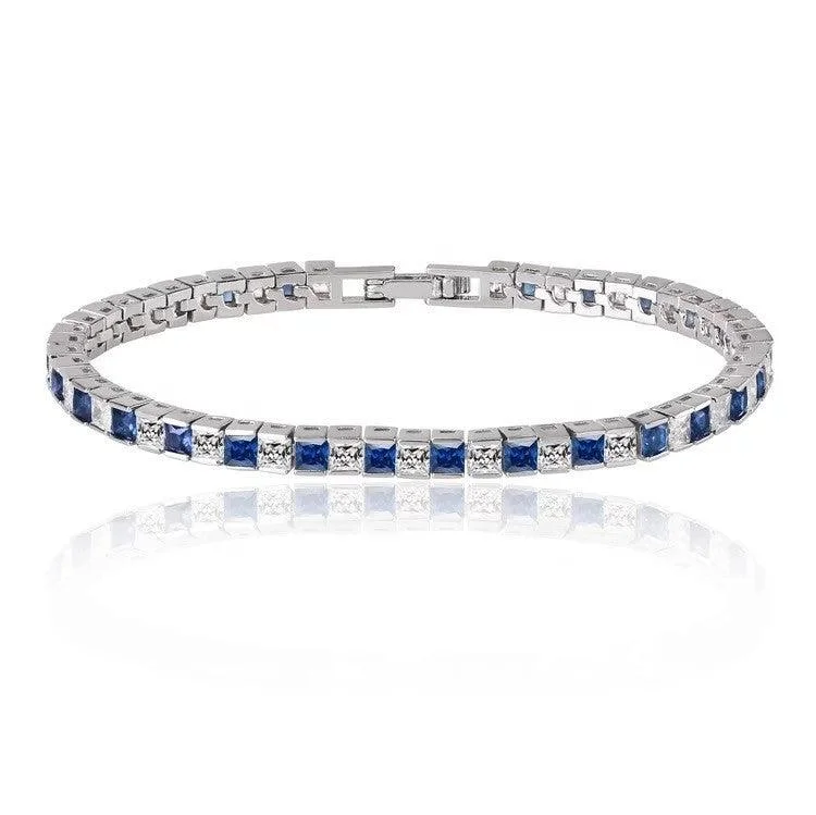 Women’s multi-stone bracelet-Princess Cut Tennis Bracelet with Cubic Zirconia