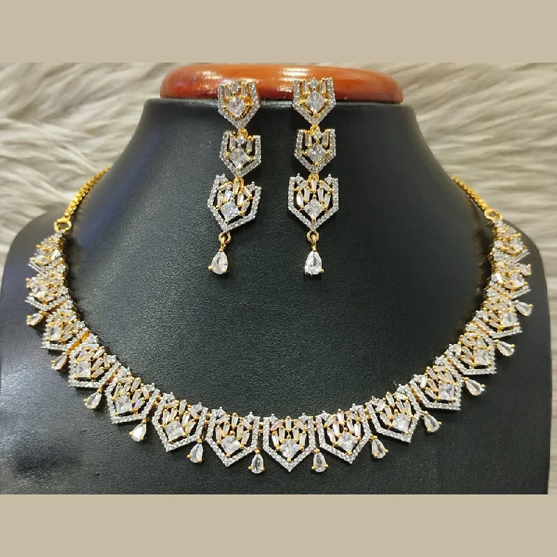 Women’s colorful gemstone necklaces-Jain Jewellers Gold Plated AD Necklace Set