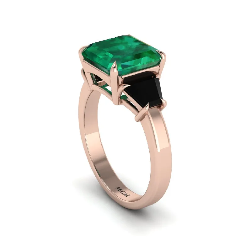 Women’s three-stone diamond ring-Three Stone Emerald Engagement Ring - Bethany No. 35