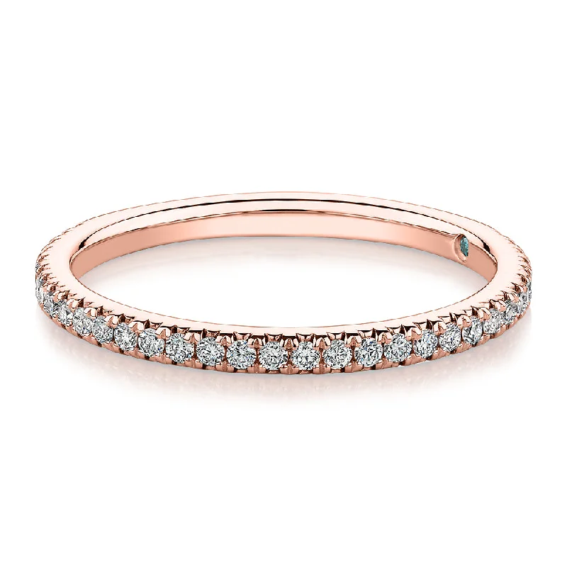 Women’s thick rings-Premium Lab-Grown Diamond, 0.23 carat TW round brilliant wedding or eternity band in 14 carat rose gold