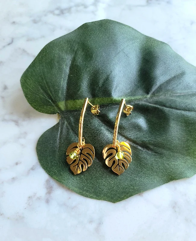 Women’s trendy earrings-Monstera Earrings