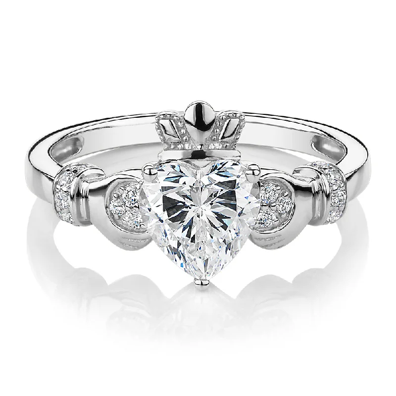 Women’s cute rings-Dress ring with 1.23 carats* of diamond simulants in 10 carat white gold