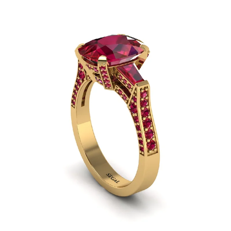 Women’s classic solitaire engagement ring-Exclusive Handmade Ruby Geometrical Engagement Ring - Yolanda No. 55