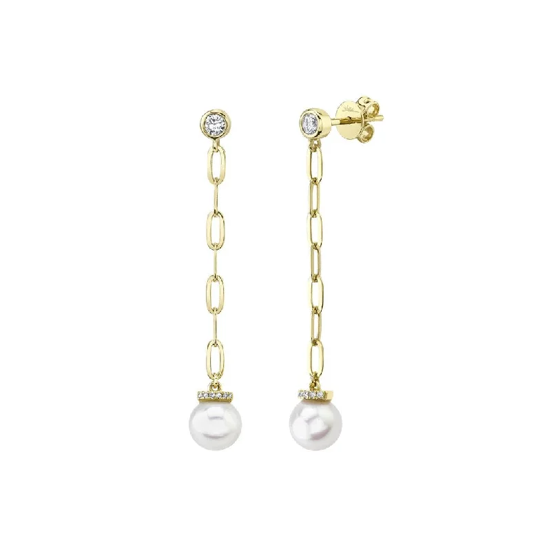 Women’s fashionable stud earrings-Pearl & Diamond Drop Earrings