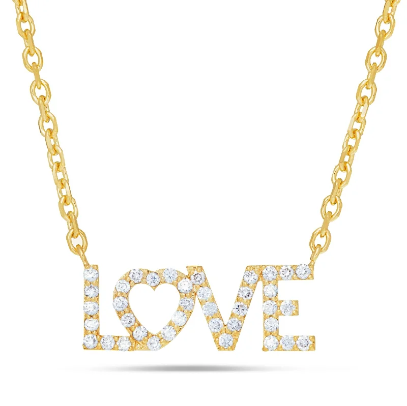 Women’s diamond necklaces-14K Gold 0.46ct Diamond LOVE Necklace