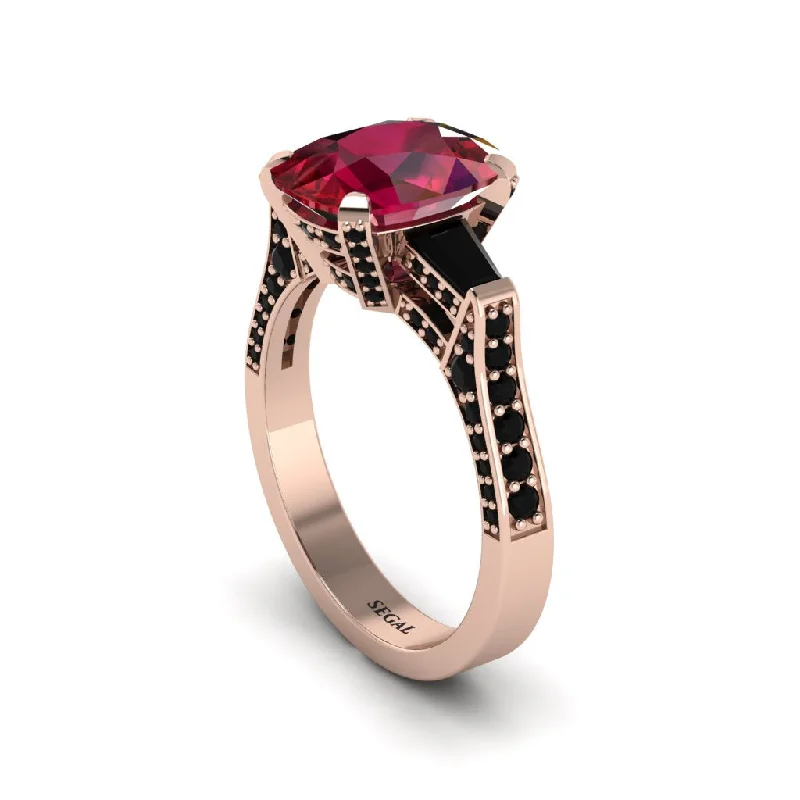 Women’s vintage-style engagement ring-Exclusive Handmade Ruby Geometrical Engagement Ring - Yolanda No. 41