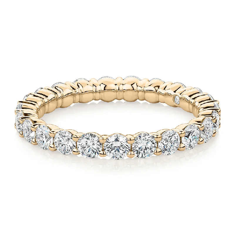 Women’s engraved rings-Signature Simulant Diamond 1.86 carat* TW round brilliant all-rounder wedding or eternity band in 14 carat yellow gold