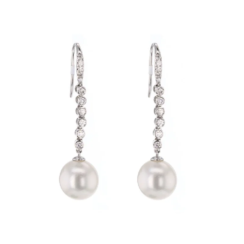 Women’s luxury earrings-Pearl & Diamond Drop Earrings