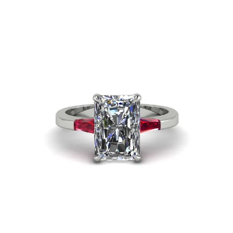 Women’s radiant engagement ring-Three Stone Radiant Cut Diamond Engagement Ring - Hillary No. 48