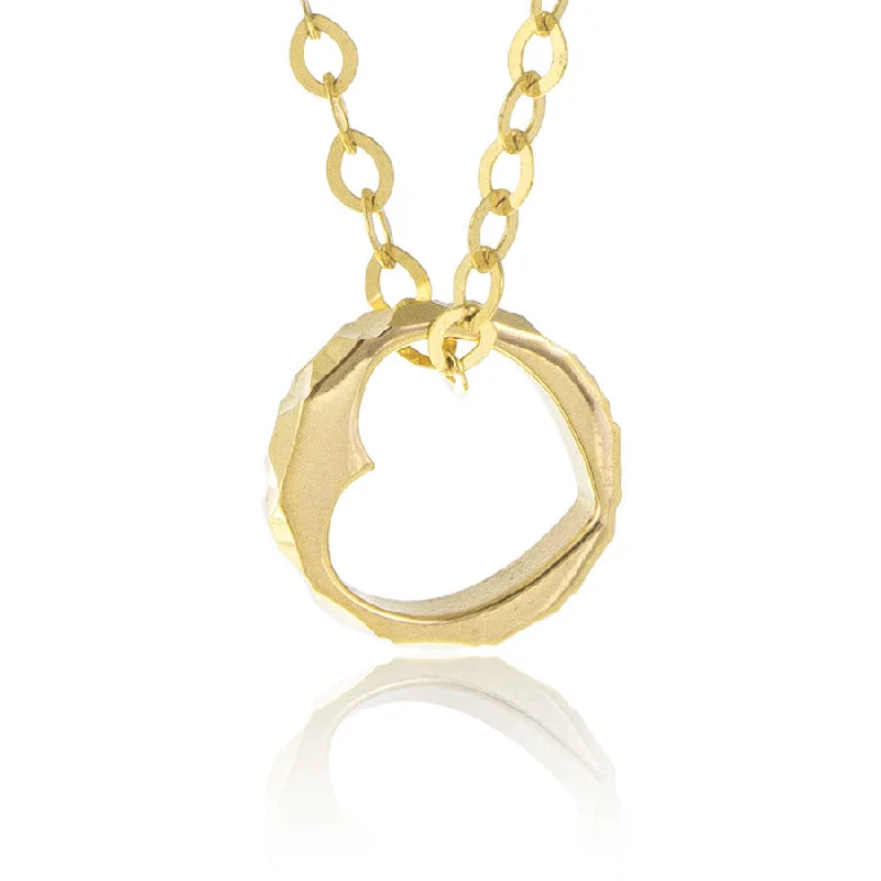 Women’s vintage necklaces-14k Yellow Gold Heart Ring Necklace