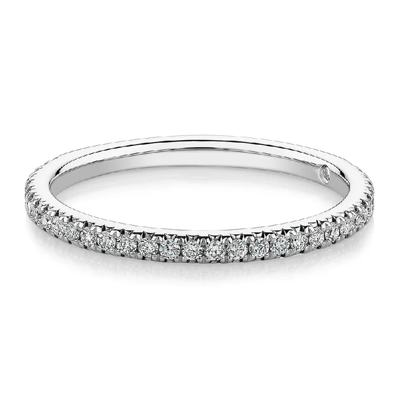 Women’s wedding rings-Signature Simulant Diamond 0.23 carat* TW round brilliant wedding or eternity band in 14 carat white gold