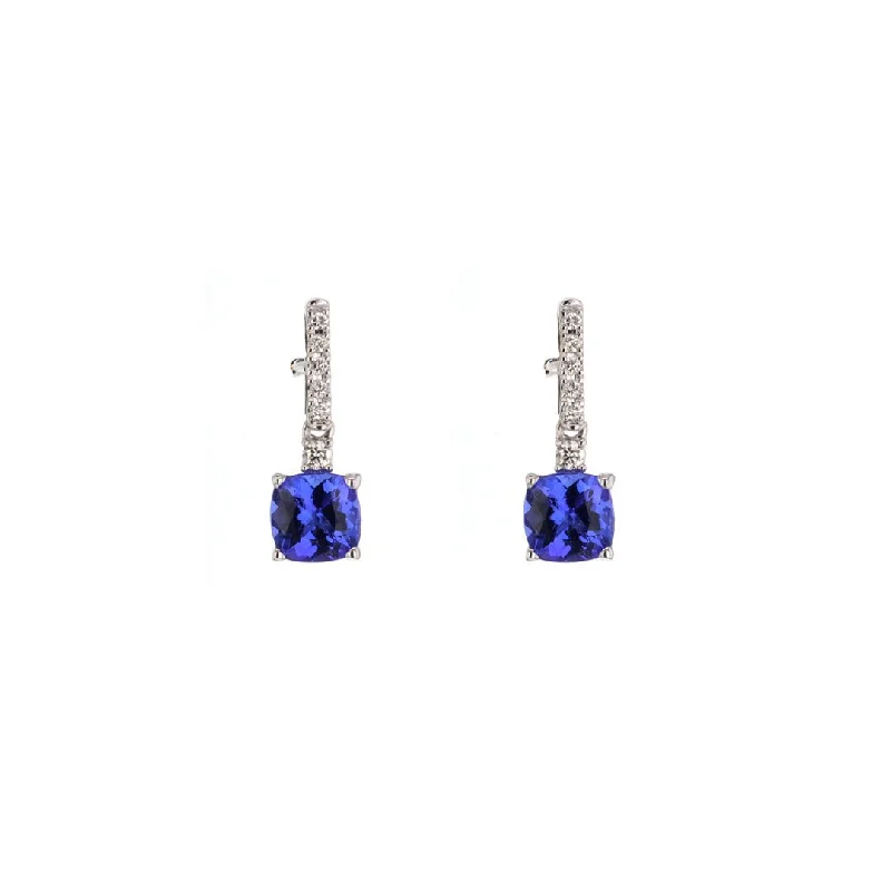 Women’s gold-plated earrings-Tanzanite & Diamond Drop Earrings