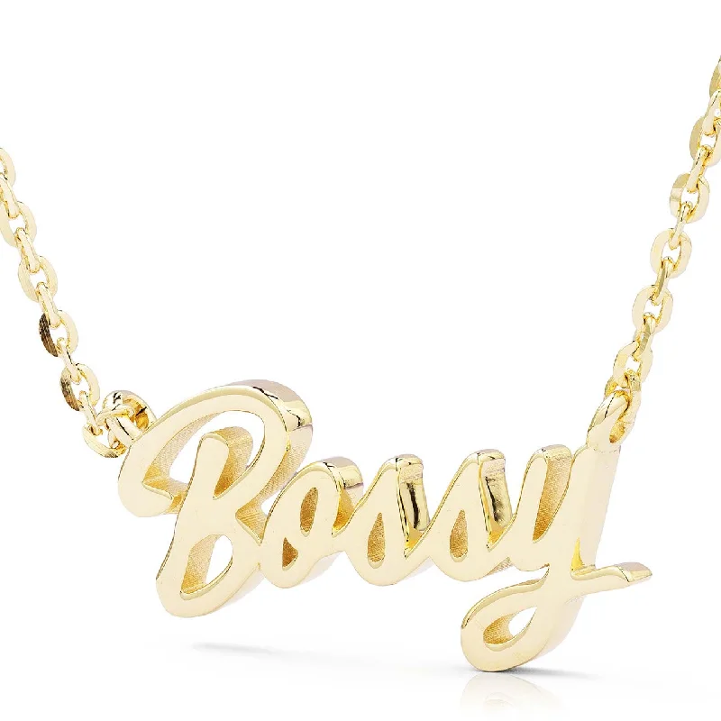 Women’s personalized diamond necklaces-10k Gold Bossy Statement Necklace