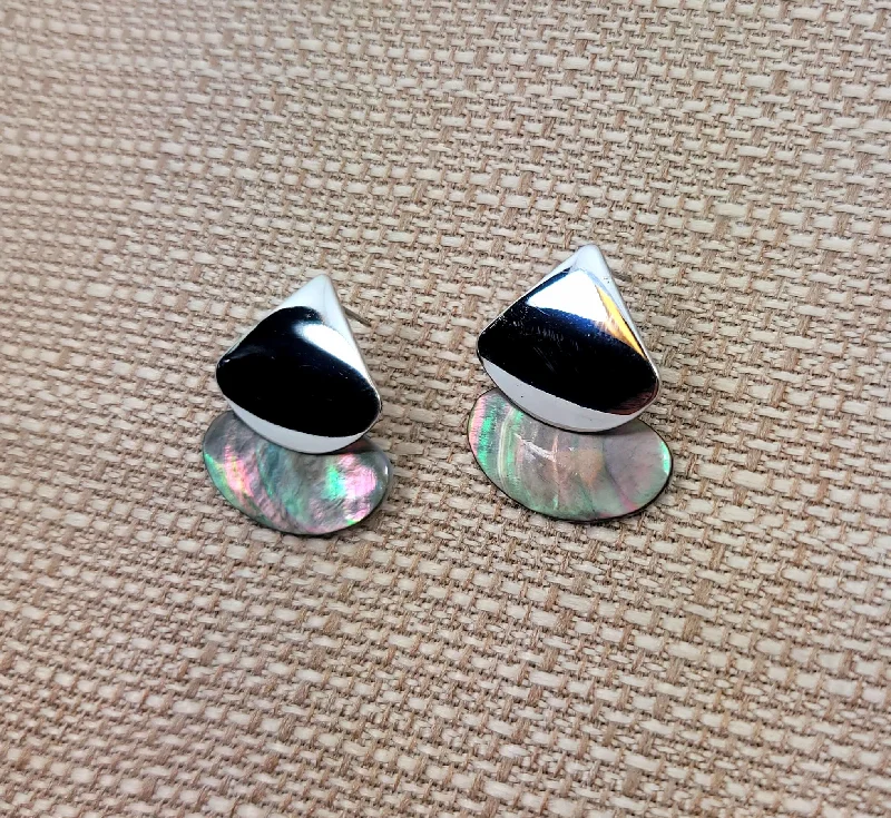 Women’s hoop statement earrings-Silver Drop in the Ocean Earrings