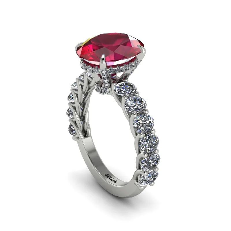 Women’s solitaire engagement ring-4ct Oval Cut Ruby Engagement Ring - Xena No. 12