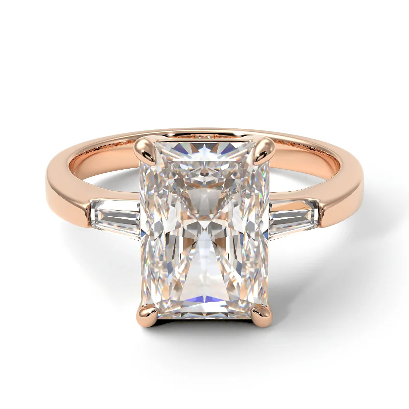 Women’s emerald cut engagement ring-Three Stone Radiant Cut Diamond Engagement Ring - Hillary No. 2