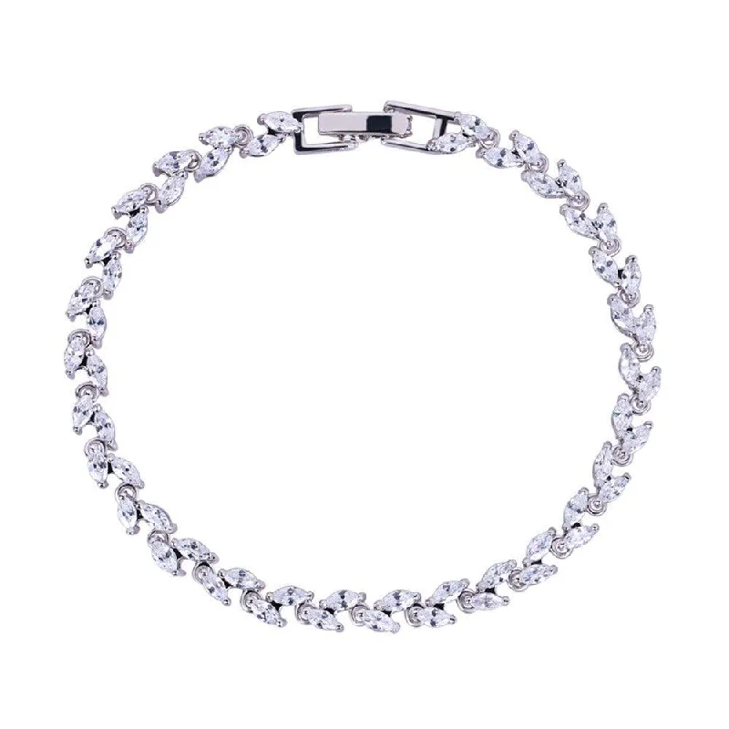 Women’s personalized bracelet-Marquise Cut Cubic Zirconia Tennis Bracelet with White Diamond Cubic Zirconia