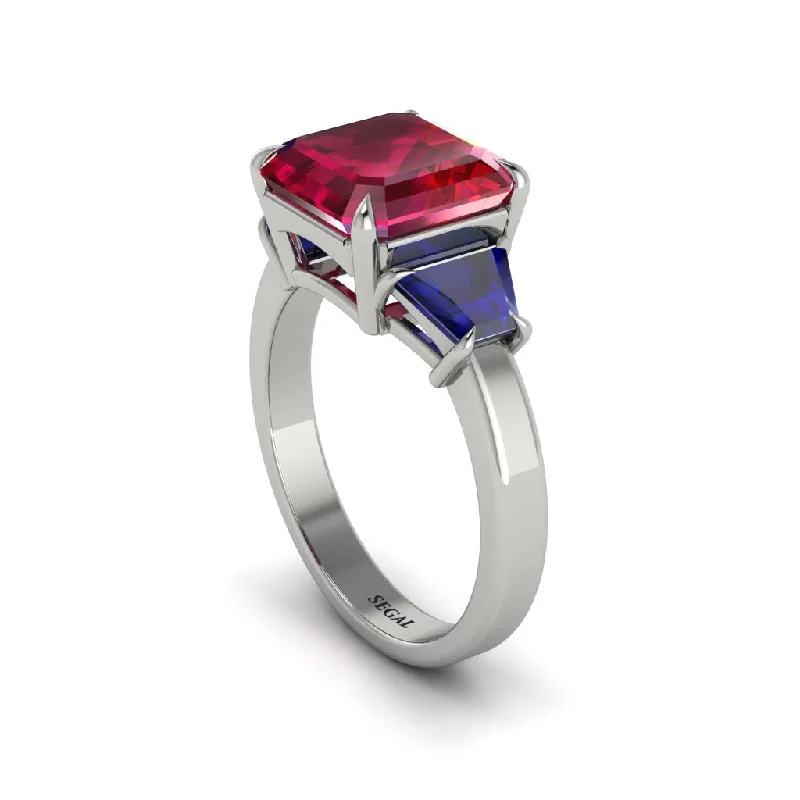 Women’s vintage-style engagement ring-Three Stone Ruby Engagement Ring - Bethany No. 72