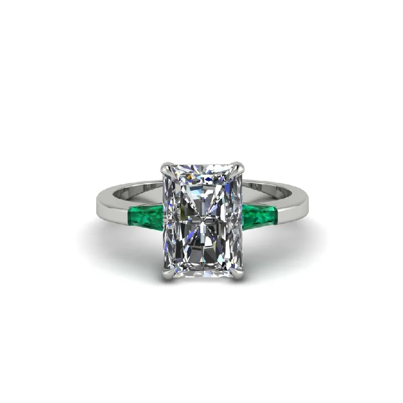 Women’s diamond solitaire ring-Three Stone Radiant Cut Diamond Engagement Ring - Hillary No. 18