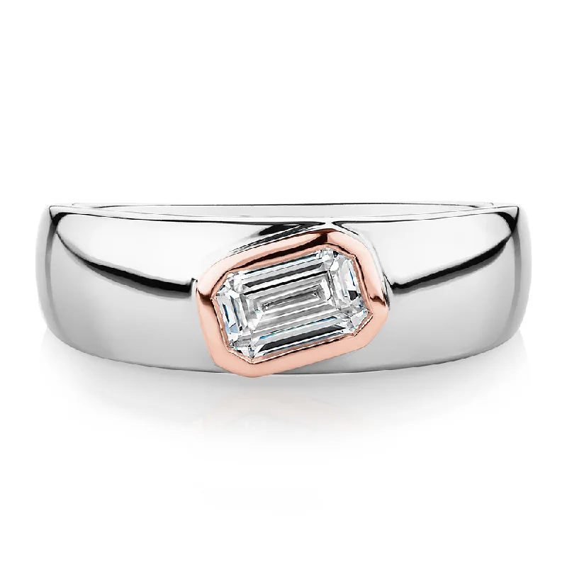 Women’s bridal rings-Synergy dress ring with 0.66 carats* of diamond simulants in 10 carat rose gold and sterling silver