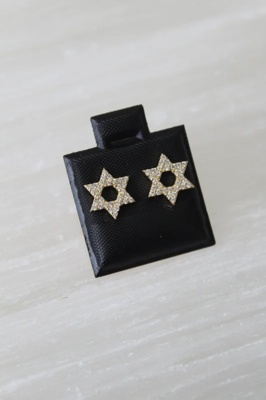 Women’s vintage earrings-CZ Star of David Stud Earrings