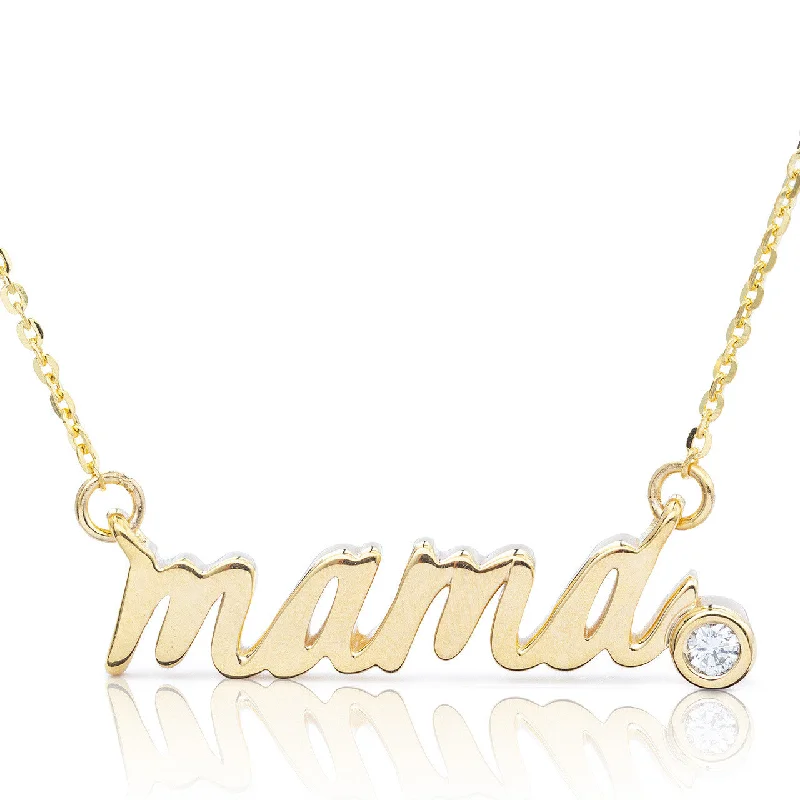 Women’s diamond necklaces-14k Yellow Gold 0.04ct Diamond Mama Statement Necklace