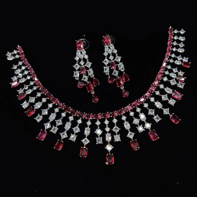 Women’s celebrity necklaces-Manisha Jewellery Silver Plated AD Necklace Set