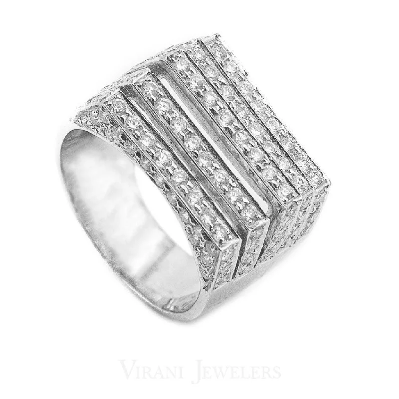 Women’s silver wedding rings-1.71CT Diamond Five Frame Ring Set in 18K White Gold