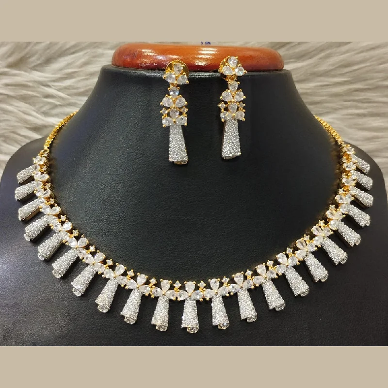 Women’s wedding necklaces-Jain Jewellers Gold Plated AD Necklace Set