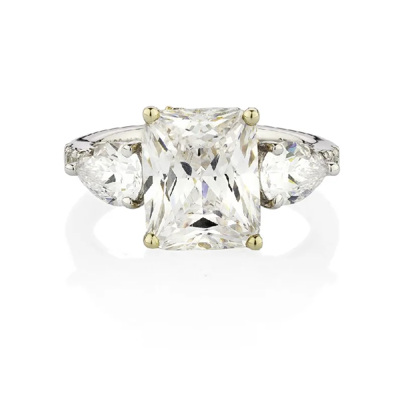 Women’s cute rings-Synergy dress ring with 6.68 carats* of diamond simulants in 10 carat yellow gold and sterling silver