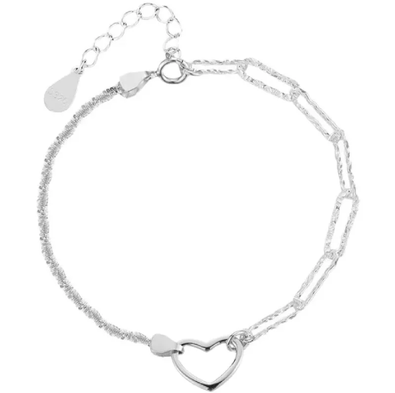 Women’s minimalist bracelet-HEART THROB - Sterling Silver Plated Accent Bracelet