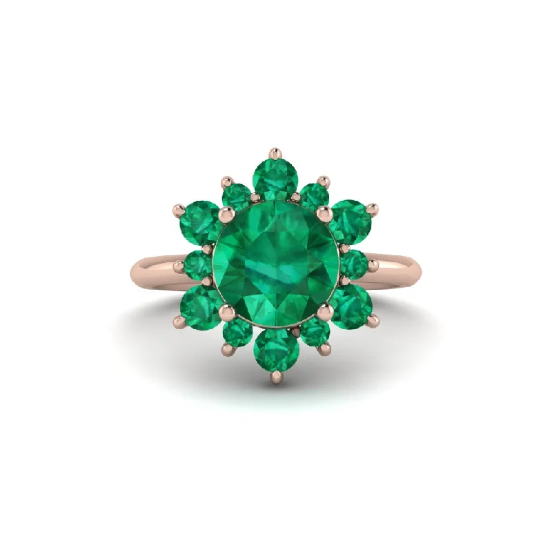 Women’s designer engagement ring-Vintage Emerald Snowflake Engagement Ring - Priscilla No. 20