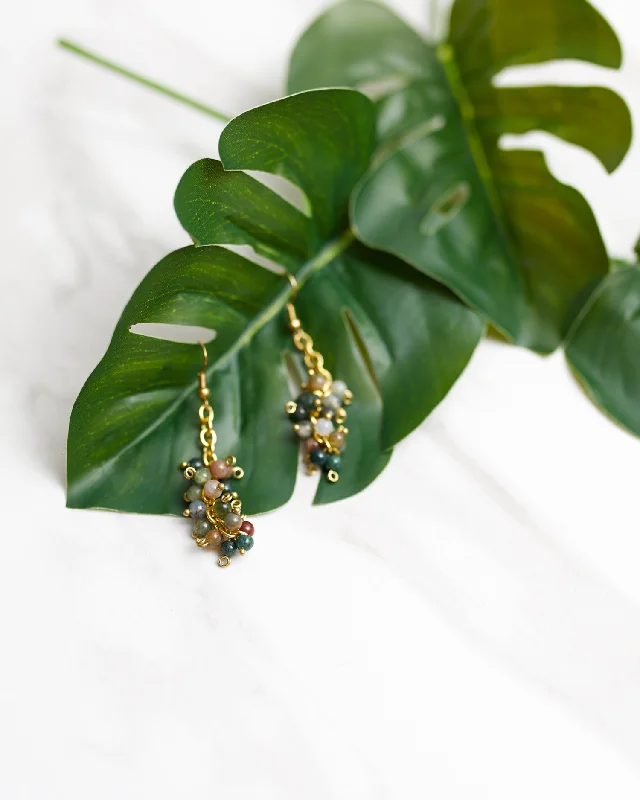 Women’s crystal hoop earrings-Cascading Forest Earrings