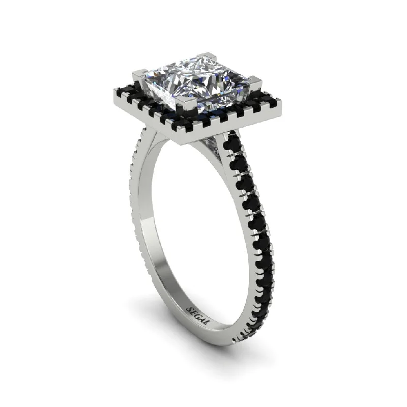 Women’s simple engagement ring-Princess-Cut Floating Halo Diamond Engagement Ring - Candice No. 33