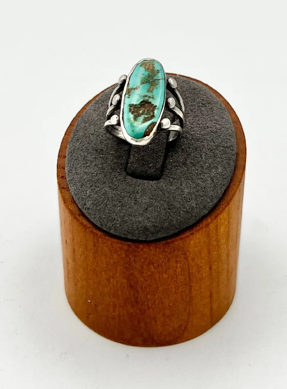 Women’s fashion rings-Ring- Vintage Navajo Blue Gem Turquoise