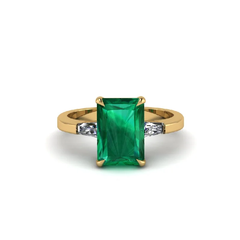 Women’s sapphire engagement ring-Three Stone Radiant Cut Emerald Engagement Ring - Hillary No. 4