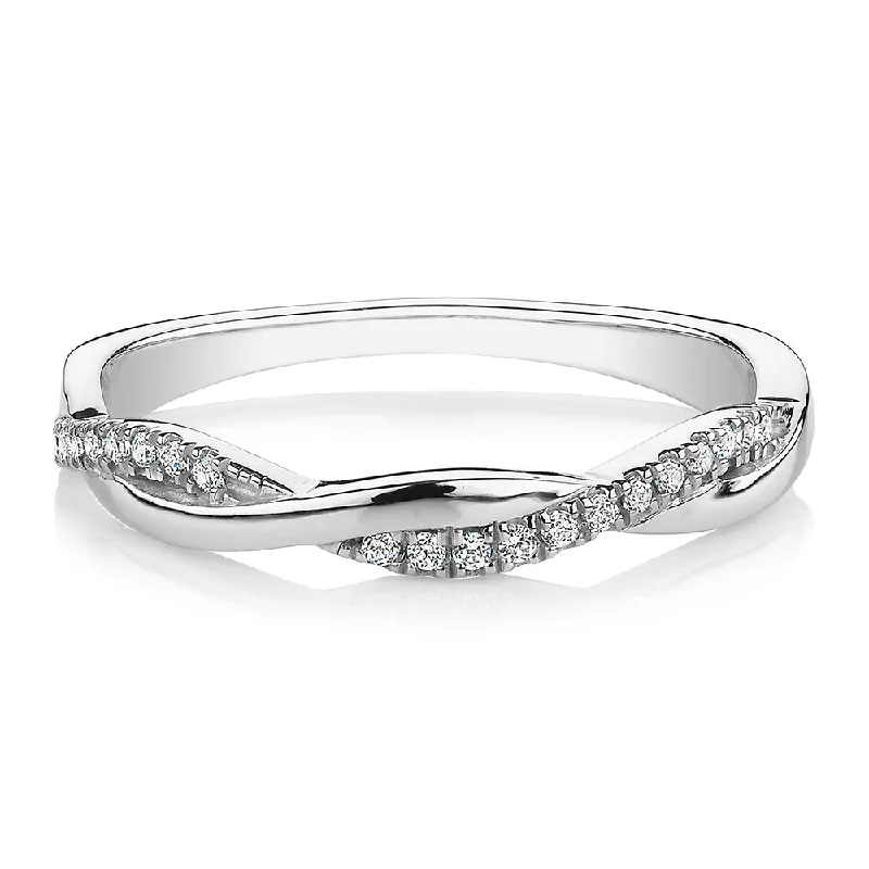 Women’s affordable rings-Round Brilliant wedding or eternity band in 14 carat white gold