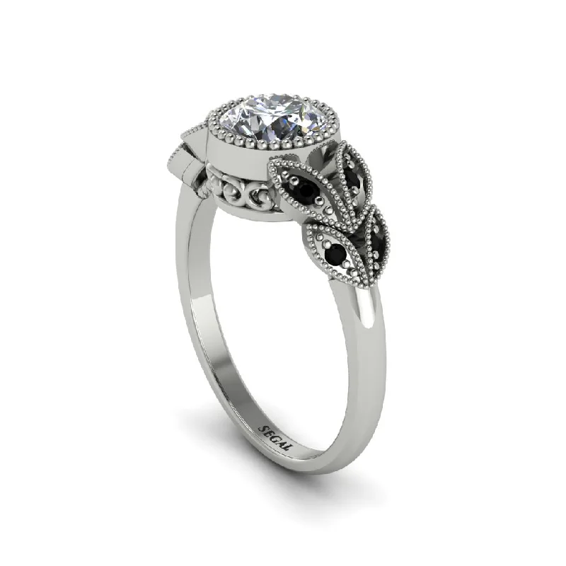 Women’s signature engagement ring-Art Deco Diamond Leaves Engagement Rings - Thalia No. 33