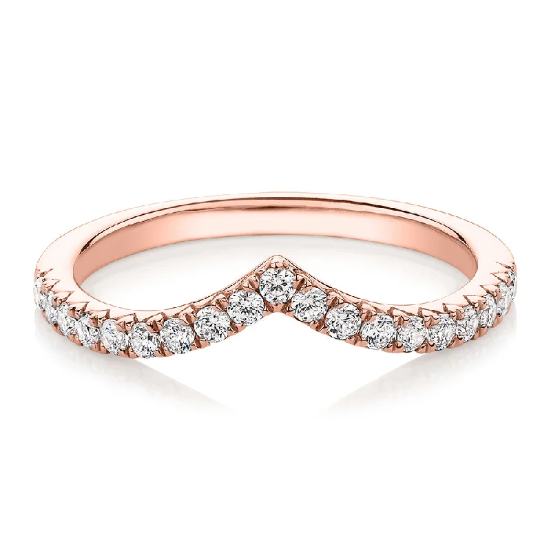 Women’s vintage-inspired rings-Round Brilliant curved wedding or eternity band with 0.57 carats* of diamond simulants in 10 carat rose gold