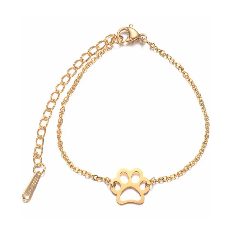 Women’s braided bracelet-EternalPrint Link Chain Paw Print Charm Bracelet