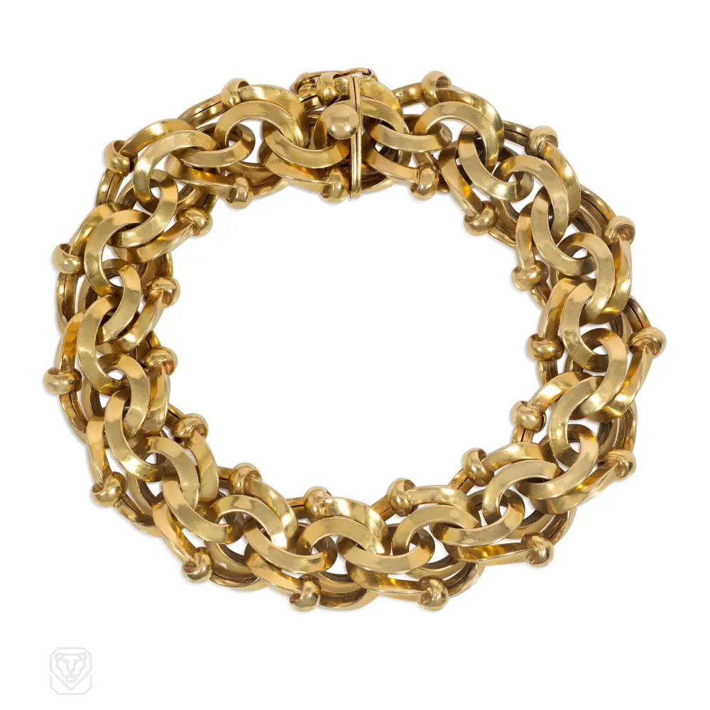 Women’s luxury gold bracelet-Cartier, Paris mid-century chain bracelet