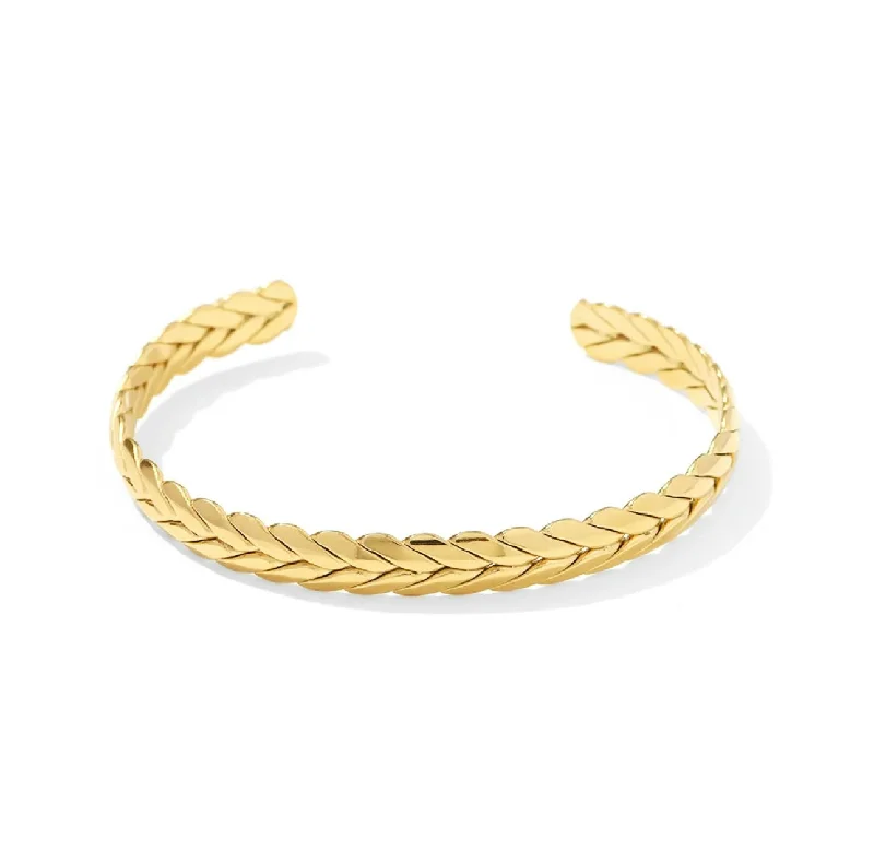 Women’s tennis bracelet-GOLD BRAID - 18K Gold Cuff Bracelet - Accent