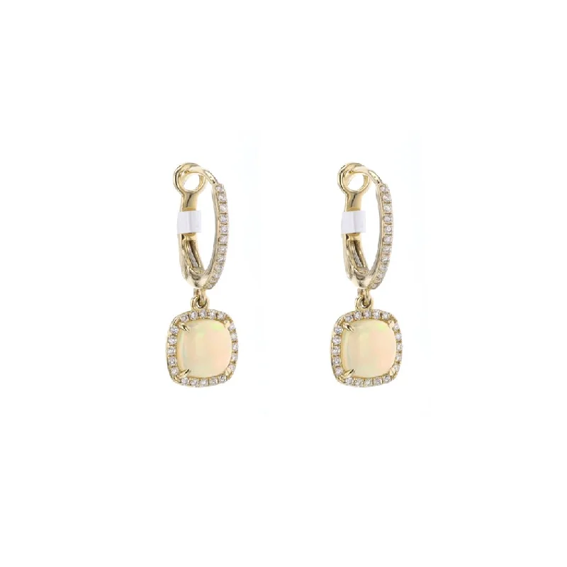 Women’s double drop earrings-Opal & Diamond Drop Earrings