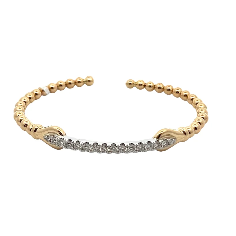 Women’s chunky cuff bracelet-14K White & Yellow Gold Bujukan Diamond Split Bangle Bracelet