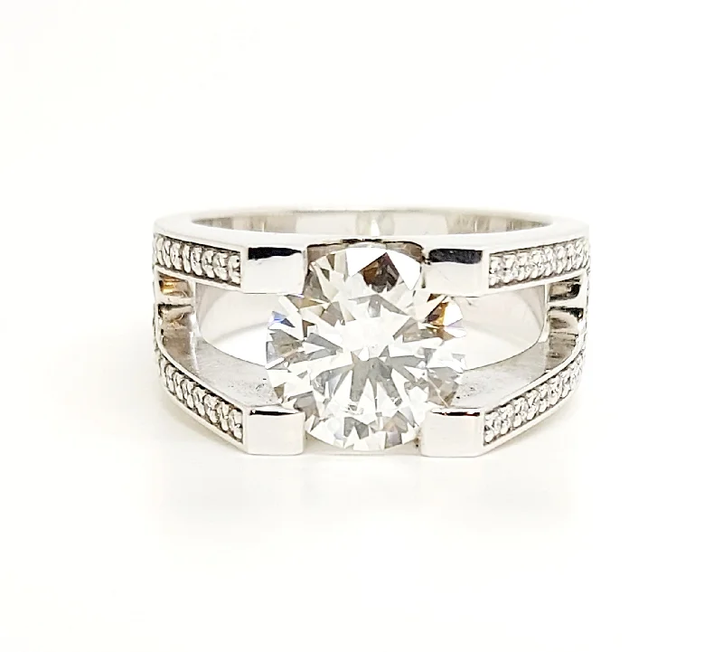 Women’s luxury platinum rings-4 CT LAB GROWN DIAMOND RING