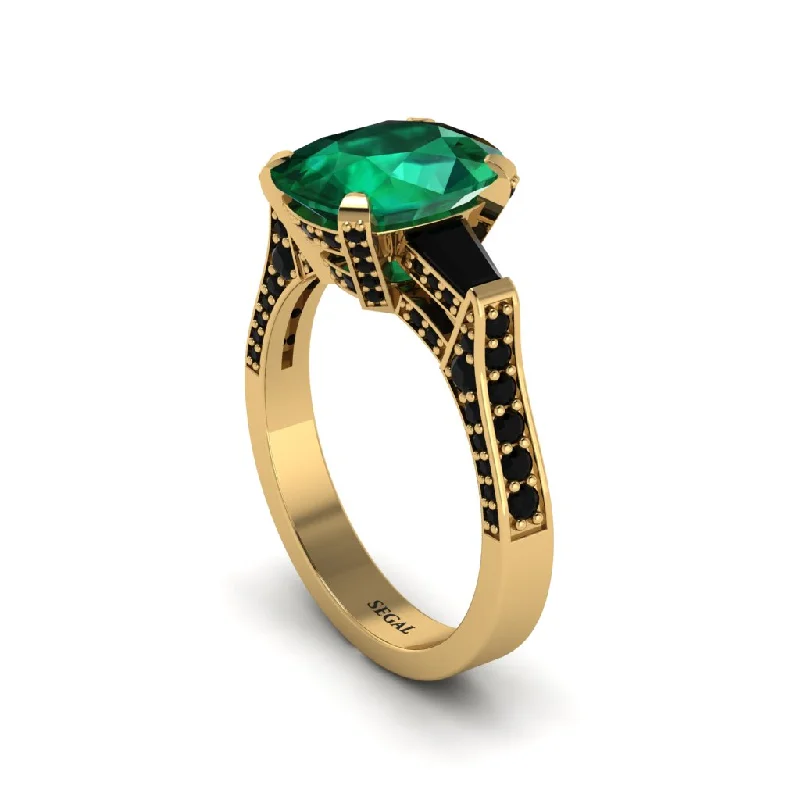 Women’s personalized diamond engagement ring-Exclusive Handmade Emerald Geometrical Engagement Ring - Yolanda No. 34