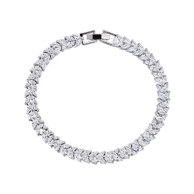 Women’s bohemian bracelet-Heart Cubic Zirconia Tennis Bracelet with Marquise Cut White Diamond Cubic Zirconia Stones