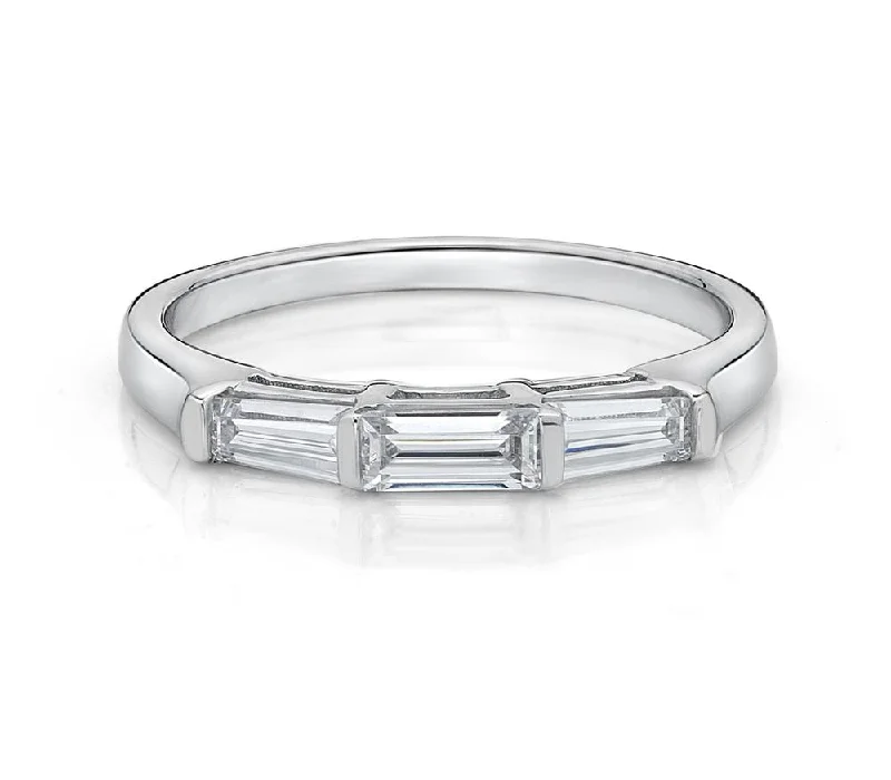 Women’s promise rings-Wedding or eternity band with 0.66 carats* of diamond simulants in 14 carat white gold