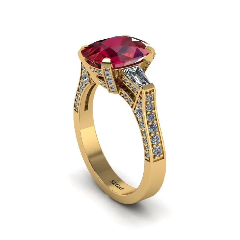 Women’s vintage engagement ring-Exclusive Handmade Ruby Geometrical Engagement Ring - Yolanda No. 10